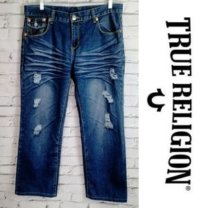 TRUE RELIGION Joey Super T Mens Destroyed Jeans 36